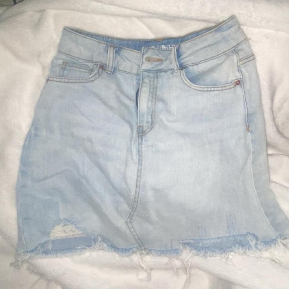 Trendy Light Blue Denim Mini Skirt
